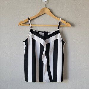 Black White Striped Chiffon Cami Top, Lightweight Summer Blouse | Minimalist Y2K